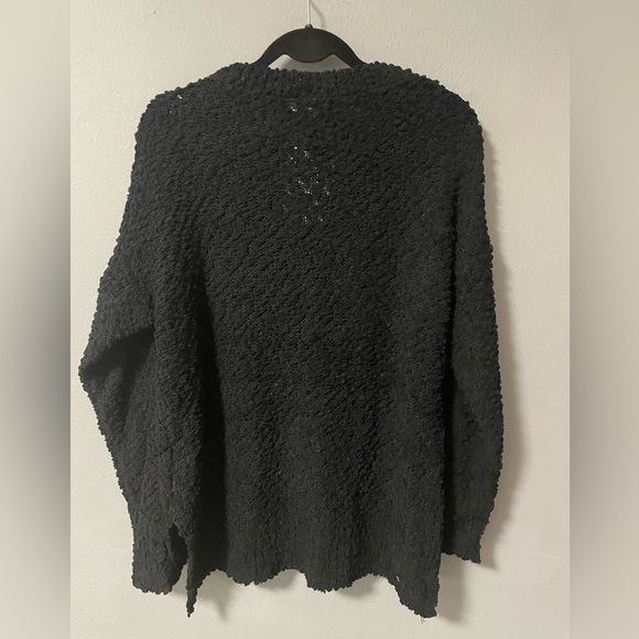 NWT Miracle Chenille Black Textured Cotton Open Knit Sweater. Size S/M - Picture 2 of 7
